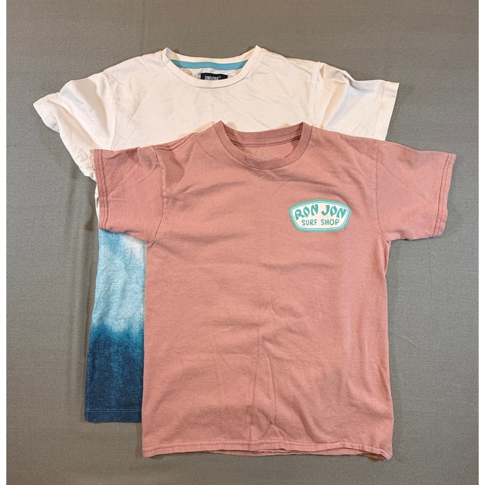 Kids Ron Jon Surf Shop & Univibe T-Shirt Lot 2 Pack Pink Blue Ombre Size M 10-12